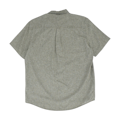 Green Solid Short Sleeve Button Down