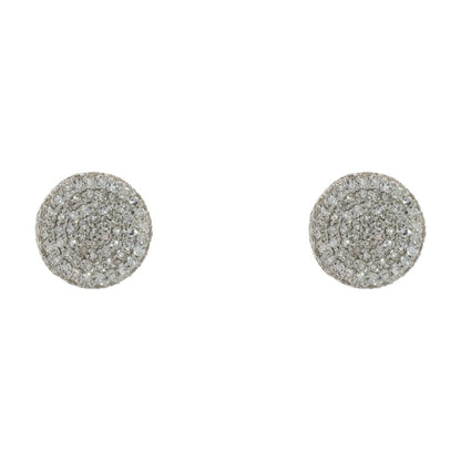 1/2 Ct 14K White Gold Pave Diamond Disc Cluster Earrings