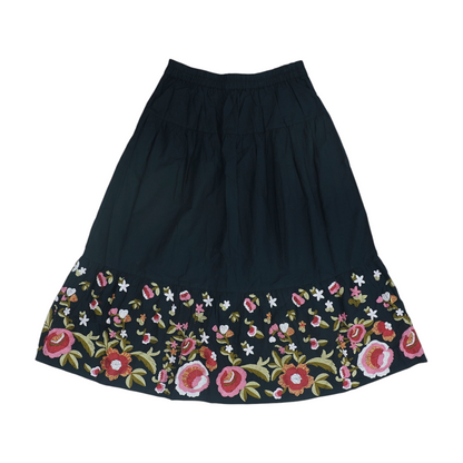 Black Petite Floral Midi Skirt