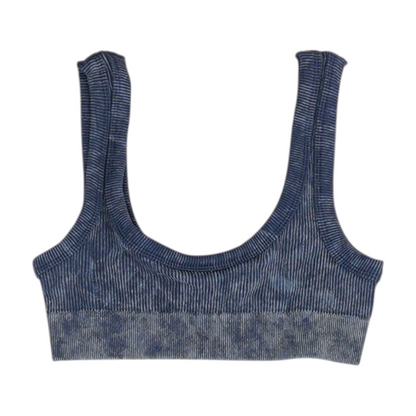 Blue Solid Sports Bra