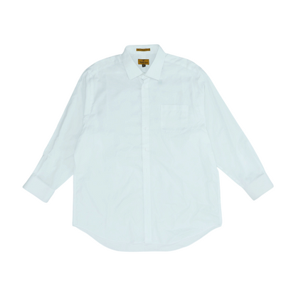 White Solid Long Sleeve Button Down