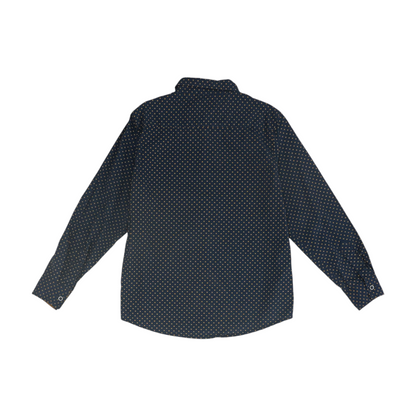Navy Print Long Sleeve Button Down