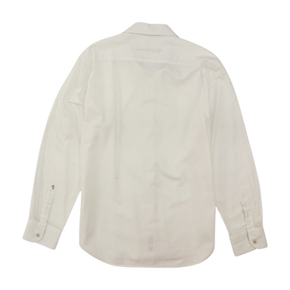 White Paisley Long Sleeve Button Down