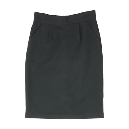 Black Solid Midi Skirt