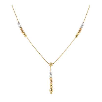 18K Tri-Tone Gold Lariat Necklace