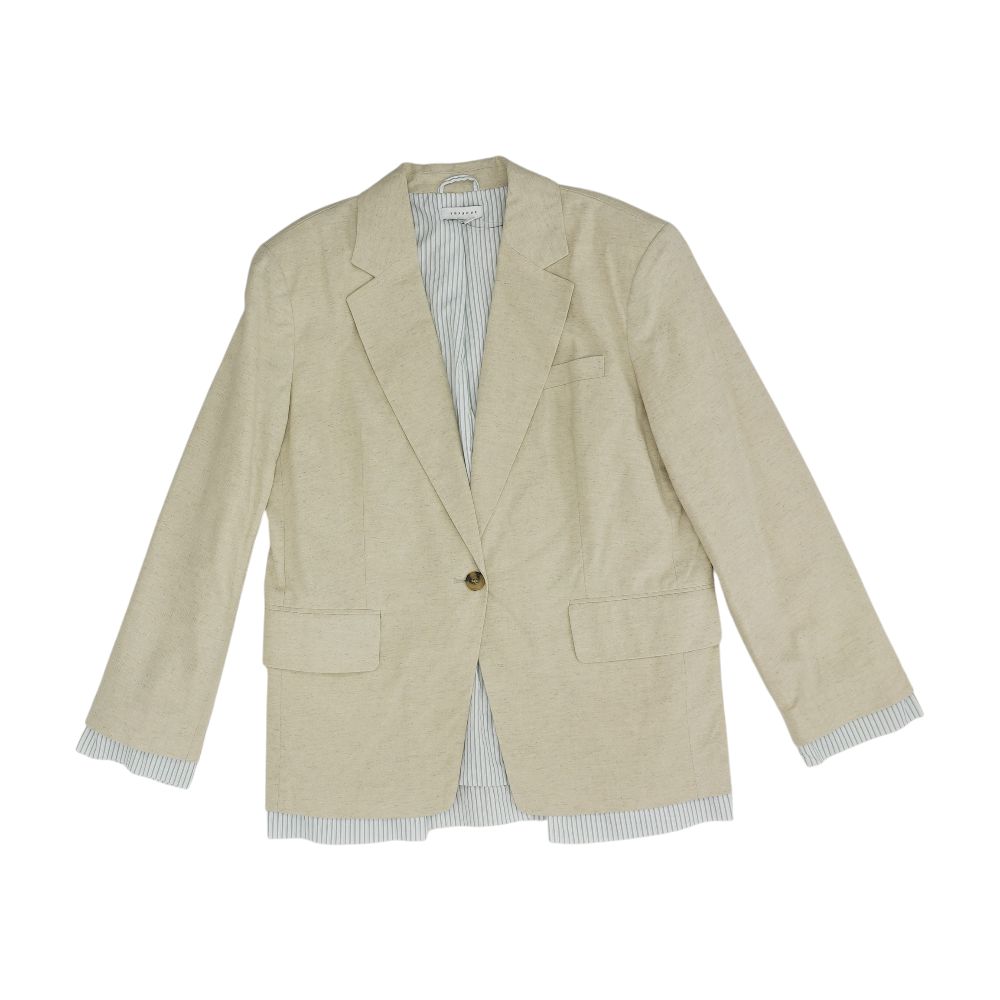 Beige Solid Blazer