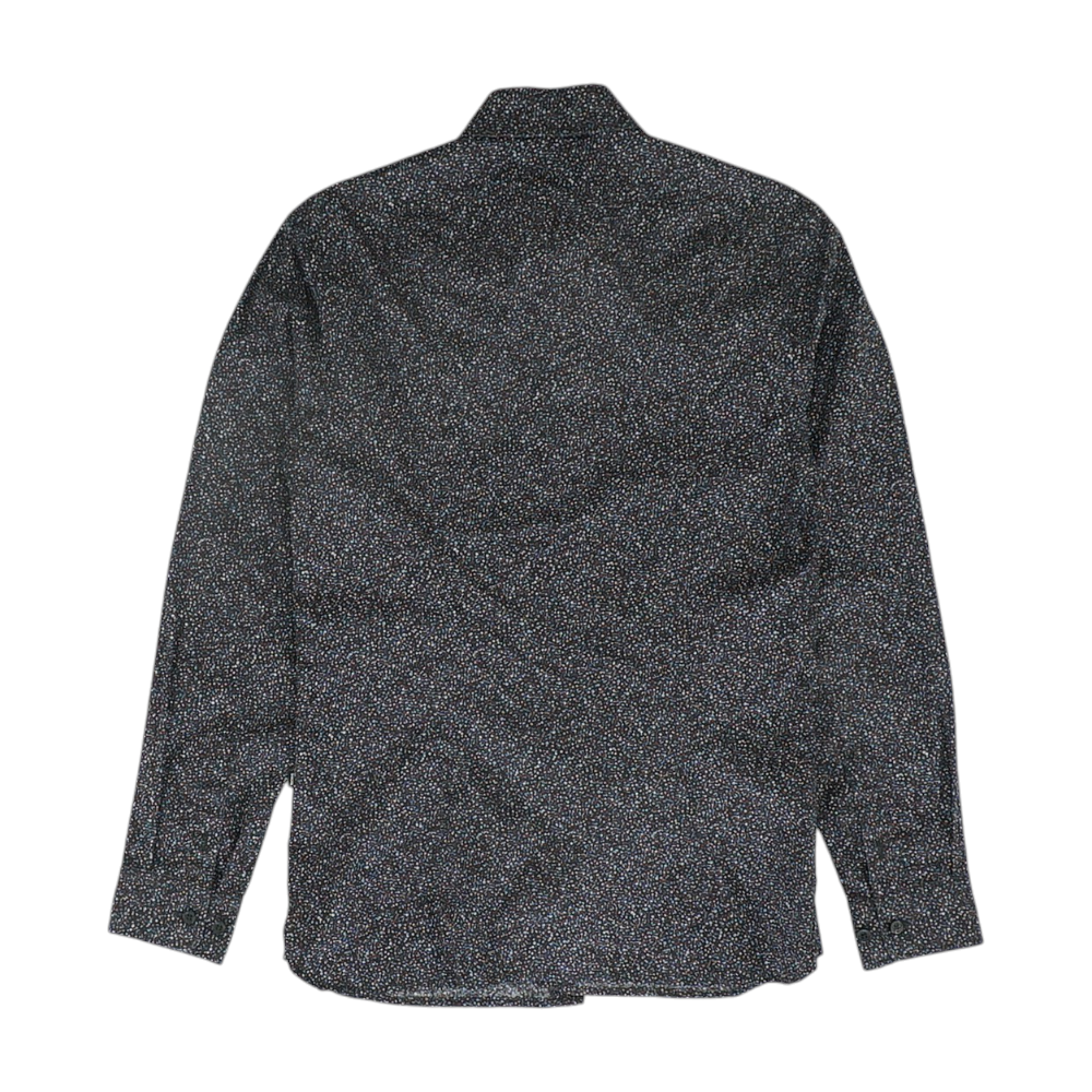 Black Print Long Sleeve Button Down