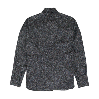 Black Print Long Sleeve Button Down
