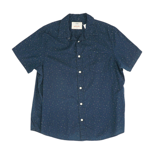 Navy Polka Dot Short Sleeve Button Down