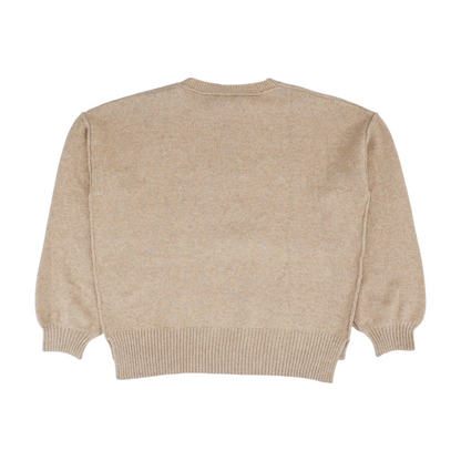 Beige Graphic Pullover Sweater
