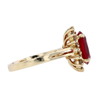 Yellow Gold Synthetic Ruby Statement Ring