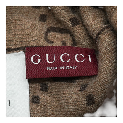 Brown and Beige GG Cashmere Hat