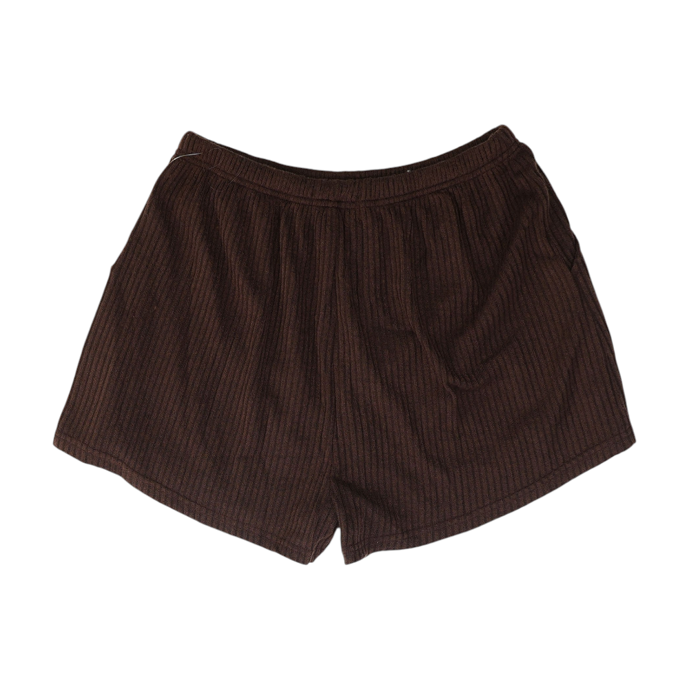 Brown Solid Knit Shorts