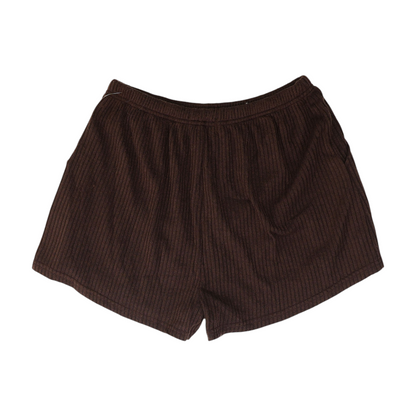 Brown Solid Knit Shorts