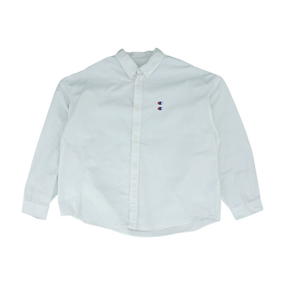 White Solid Long Sleeve Button Down