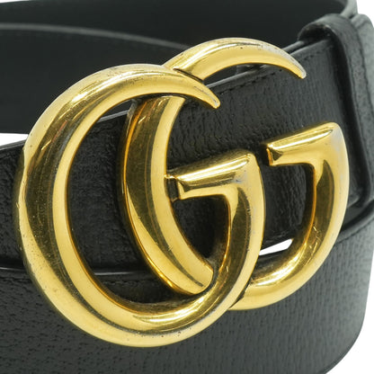 GG Marmont Wide Belt in Black Leather