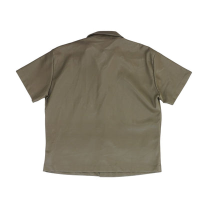 Olive Solid Short Sleeve Button Down