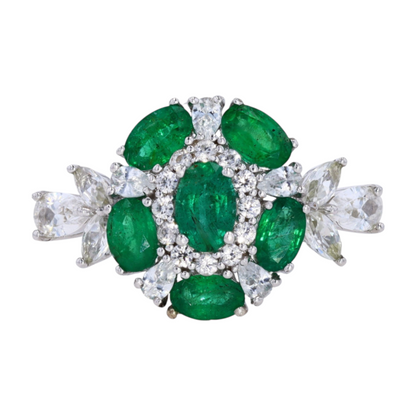Sterling Silver Emerald Fashion Ring
