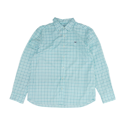 Green Check Long Sleeve Button Down