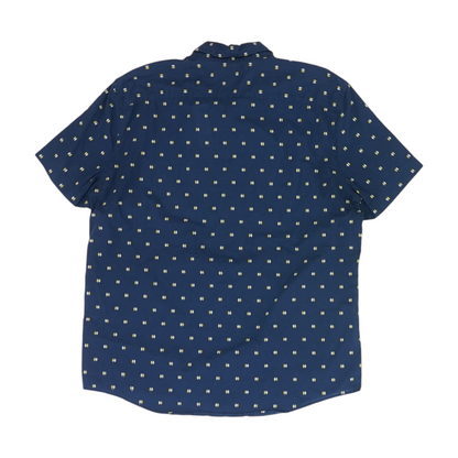 Navy Print Short Sleeve Button Down