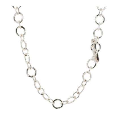 Sterling Silver Circle Link And Heart Pendant Necklace