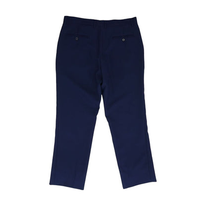 Blue Solid Dress Pants