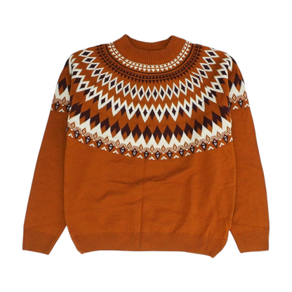 Rust Abstract Pullover Sweater