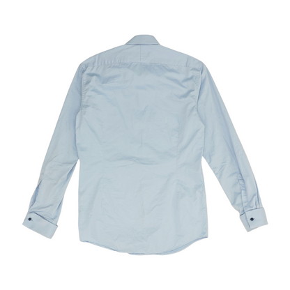 Blue Solid Long Sleeve Button Down