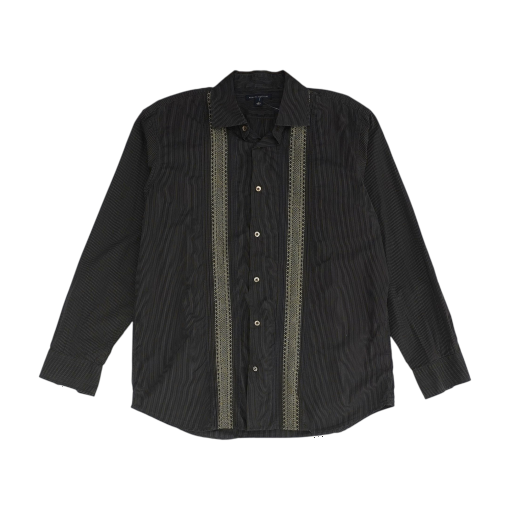 Brown Striped Long Sleeve Button Down