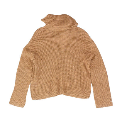 Brown Solid Turtleneck Knit Top