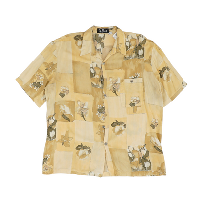 Orange Abstract Short Sleeve Button Down