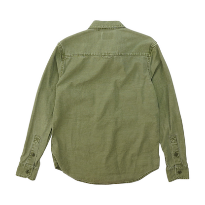 Green Solid Long Sleeve Button Down
