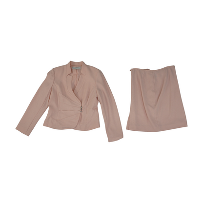 Pink Petite Solid Skirt Suit