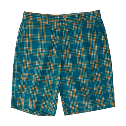 Turquoise Plaid Chino Shorts