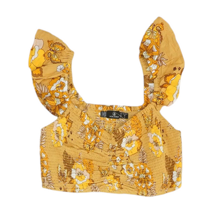 Beige Floral Cropped Blouse