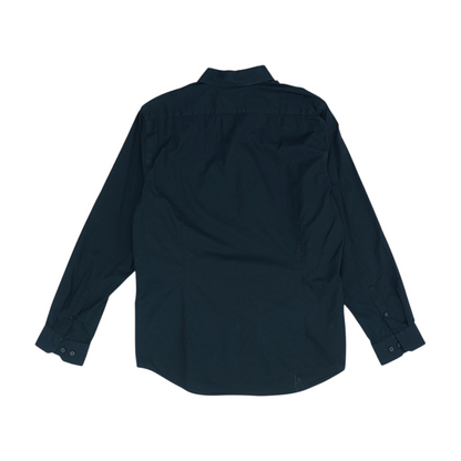 Black Solid Long Sleeve Button Down