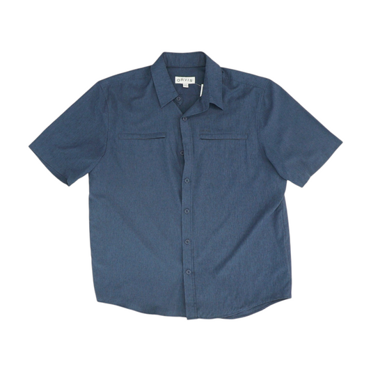 Navy Solid Short Sleeve Button Down