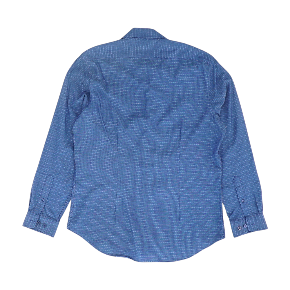 Blue Polka Dot Long Sleeve Button Down