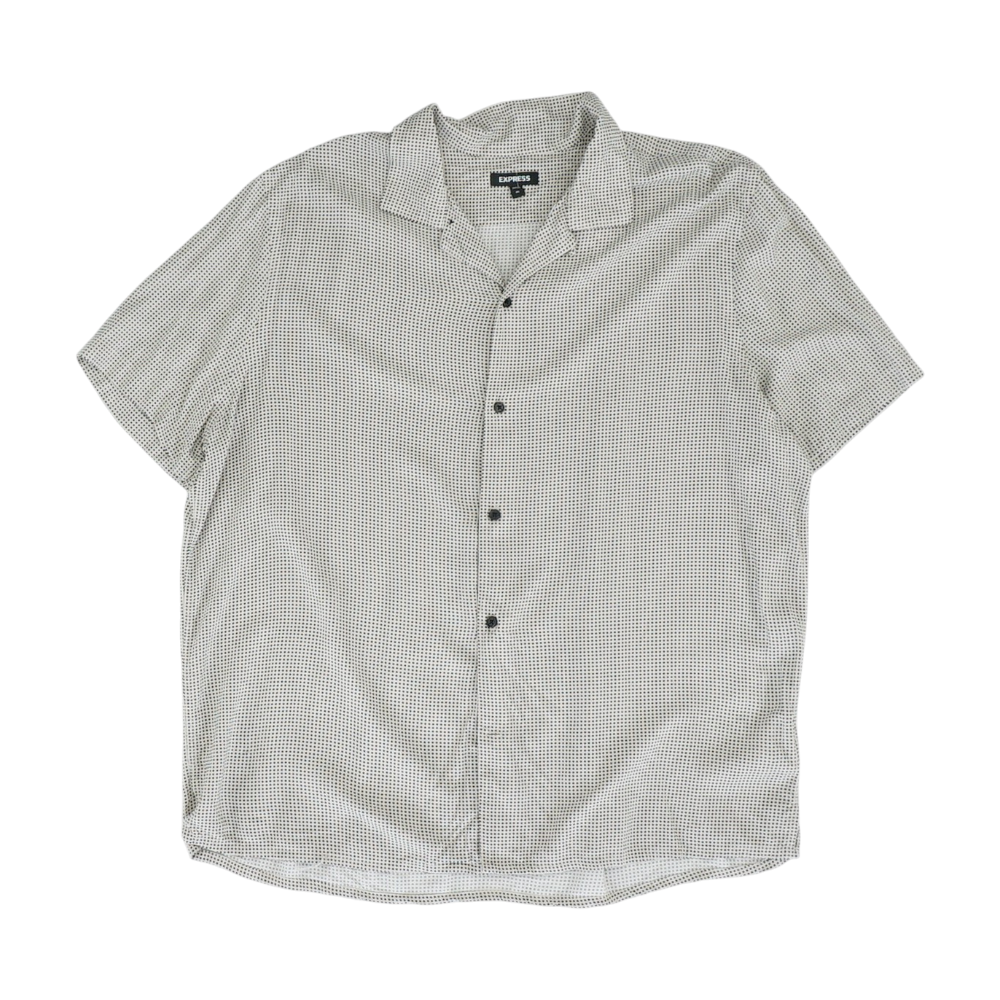 Beige Check Short Sleeve Button Down