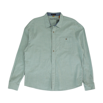 Green Solid Long Sleeve Button Down