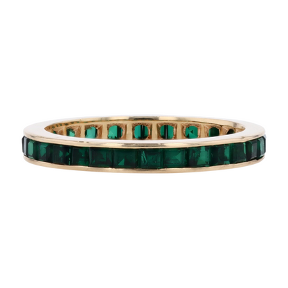 10K Yellow Gold Green Stone Band Ring