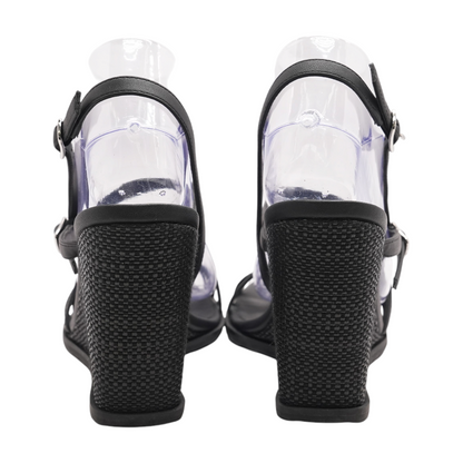 Black Wedged Sandals