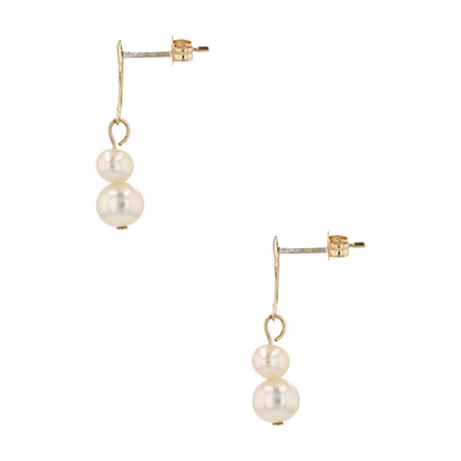 14K Yellow Gold Cultured Pearl Drop Earrings