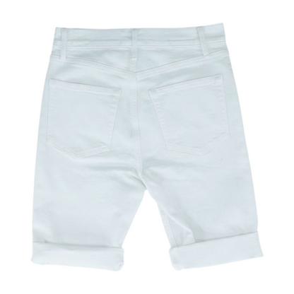 White Solid Denim Shorts