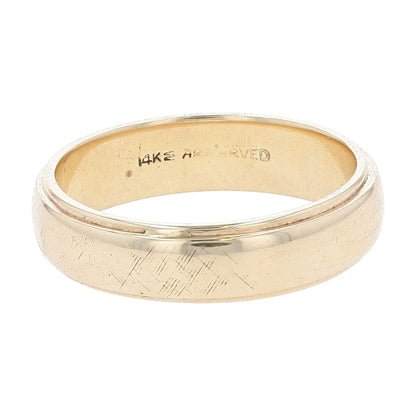 14K Gold Plain Band With Grooved Edges