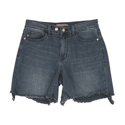 Black Solid Denim Shorts