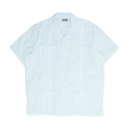 White Solid Short Sleeve Button Down