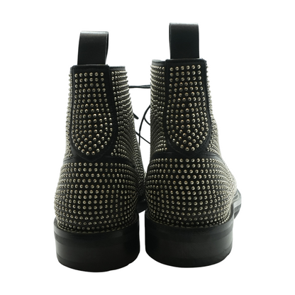 Black Studded Leather Combat Boots