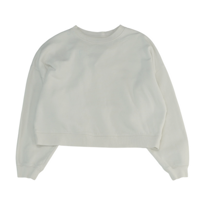 White Solid Sweatshirt Pullover