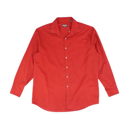 Red Solid Long Sleeve Button Down